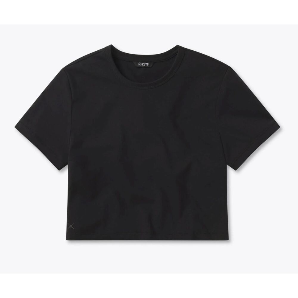 CUTS Almost Friday Cropped Tee - Black (L) runs small